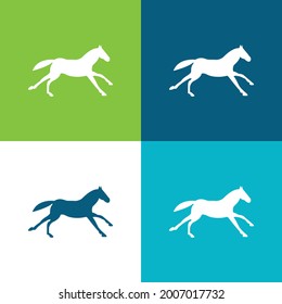 Black Running Horse Flat four color minimal icon set