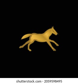 Black Running Horse gold plated metalic icon or logo vector