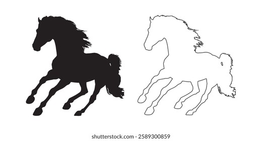 Black Running Horse Silhouette - Stunning Horse Vector
