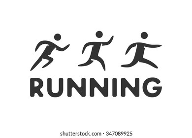 Black running logo and symbol. Vector sport icon and label