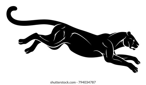 Black Running Panther. Vector Illustration.