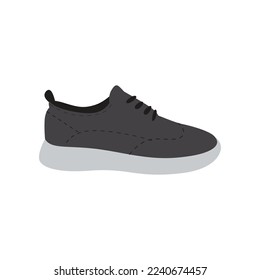 Black running shoe design vector illustration. Realistic cartoon drawing of modern sneaker, footwear for fitness isolated on white background. Fashion, healthy lifestyle, sports concept