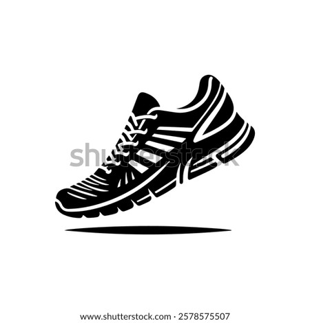 Black running shoe logo icon vector illustration design on white background.