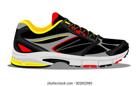 Black running shoes. vector illustration