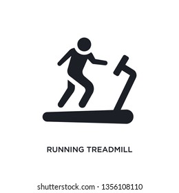 black running treadmill isolated vector icon. simple element illustration from gym and fitness concept vector icons. running treadmill editable logo symbol design on white background. can be use for