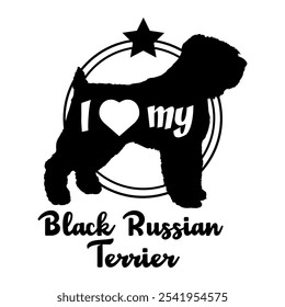 Black Russian Terrier dog silhouette, i love my dog,  dog, dog breeds, logo, vector, silhouette, animal, illustration, icon, sign, black, pet,