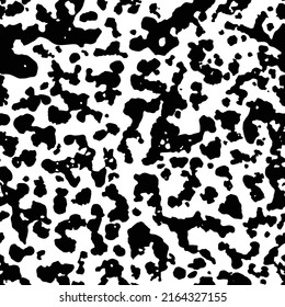 Punto oxidado negro, manchas sin costura en el patrón urbano. Las manchas gruesas no tienen fondo. Textura rugosa monocroma con angustia. Papel tapiz de suciedad esposado. Vector 