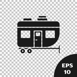 Black Rv Camping Trailer Icon Isolated On Transparent Background. Travel Mobile Home, Caravan, Home Camper For Travel.  Vector Illustration