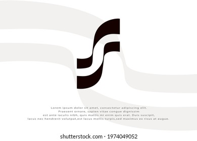 Black S Flag Logo Icon Design With Simple Style on White Varied Flag Shadow Background Isolation. Design Icon Vector Illustration.