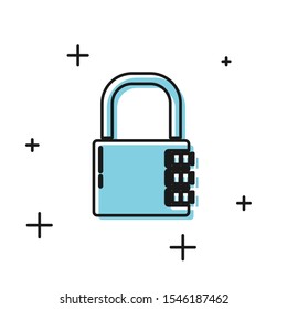 Black Safe combination lock icon isolated on white background. Combination padlock. Security, safety, protection, password, privacy.  Vector Illustration