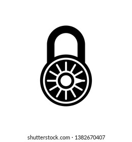 Black Safe combination lock wheel icon isolated. Combination padlock. Security, safety, protection, password, privacy concept. Vector Illustration