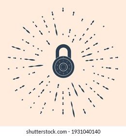 Black Safe combination lock wheel icon isolated on beige background. Combination Padlock. Protection concept. Password sign. Abstract circle random dots. Vector Illustration