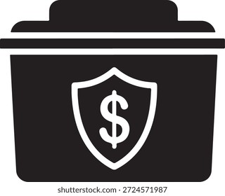 Negro de una caja fuerte con un signo de dólar y escudo de seguridad