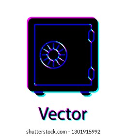 Black Safe icon isolated on white background. The door safe a bank vault with a combination lock. Reliable Data Protection. Vector Illustration