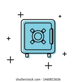 Black Safe icon isolated on white background. The door safe a bank vault with a combination lock. Reliable Data Protection.  Vector Illustration
