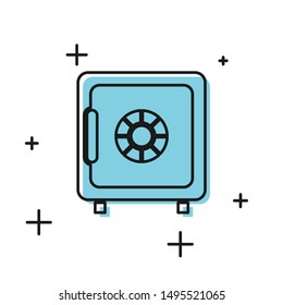 Black Safe icon isolated on white background. The door safe a bank vault with a combination lock. Reliable Data Protection.  Vector Illustration