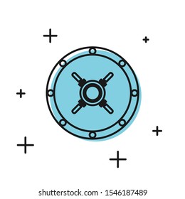 Black Safe icon isolated on white background. The door safe a bank vault with a combination lock. Reliable Data Protection.  Vector Illustration