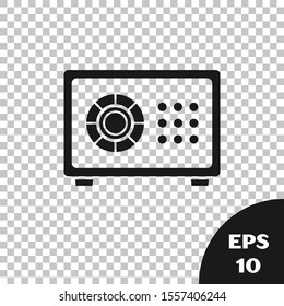 Black Safe icon isolated on transparent background. The door safe a bank vault with a combination lock. Reliable Data Protection.  Vector Illustration