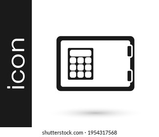 Black Safe icon isolated on white background. The door safe a bank vault with a combination lock. Reliable Data Protection.  Vector