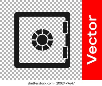 Black Safe icon isolated on transparent background. The door safe a bank vault with a combination lock. Reliable Data Protection.  Vector