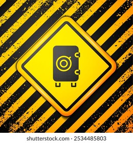 Black Safe icon isolated on yellow background. The door safe a bank vault with a combination lock. Reliable Data Protection. Warning sign. Vector