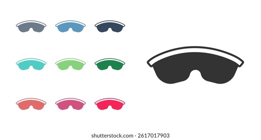Black Safety goggle glasses icon isolated on white background. Set icons colorful. Vector