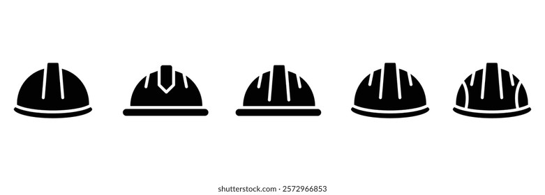 Black Safety Helmet Icon vector set. Hard hat glyph icon. Construction helmet icon. for web, UI, and mobile apps.