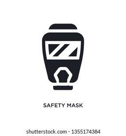 black safety mask isolated vector icon. simple element illustration from industry concept vector icons. safety mask editable logo symbol design on white background. can be use for web and mobile
