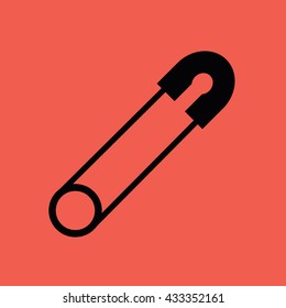Black safety pin icon vector