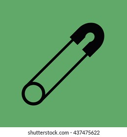Black safety pin icon vector