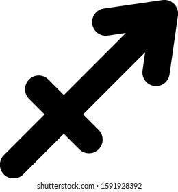 Black Sagittarius zodiac sign icon isolated on white background. Astrological horoscope collection.  Vector Illustration