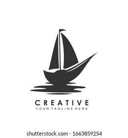 black sail ship boat simple logo