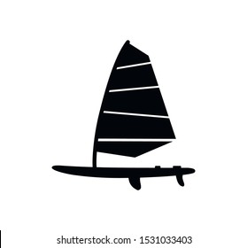 A black sailboard vector silhouette