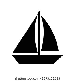 Black sailboat icon on white background