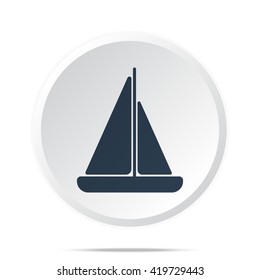 Black Sailboat icon on white web button