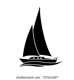 Black Sailboat Vector Icon On White Stock Vector (Royalty Free ...