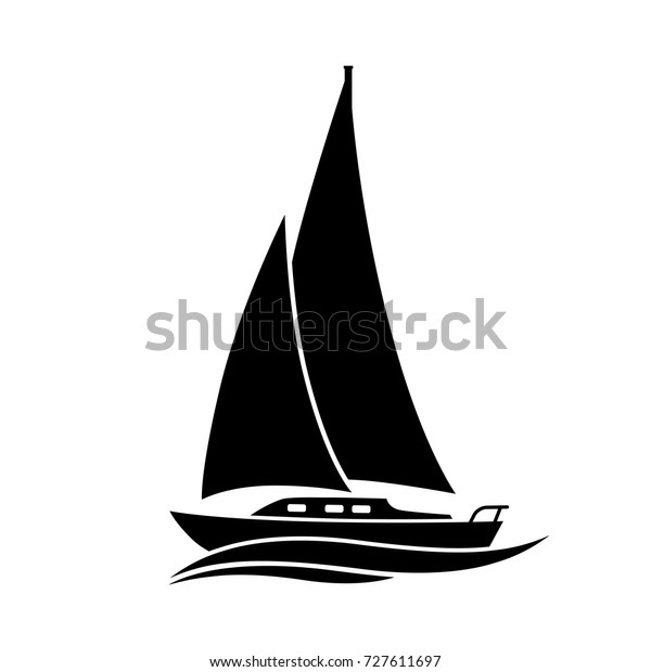 Black Sailboat Vector Icon On White Stock Vector (Royalty Free) 727611697