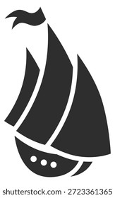 Un velero negro con una bandera blanca