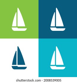 Black Sailing Boat Flat four color minimal icon set