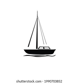 Black Sailing boat icon stock illustration vector