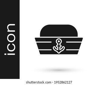 Black Sailor hat icon isolated on white background.  Vector