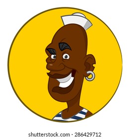 Black sailor. Vector avatar.