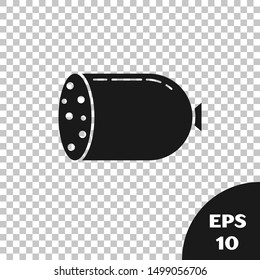 Black Salami sausage icon isolated on transparent background. Meat delicatessen product.  Vector Illustration