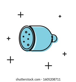 Black Salami sausage icon isolated on white background. Meat delicatessen product.  Vector Illustration