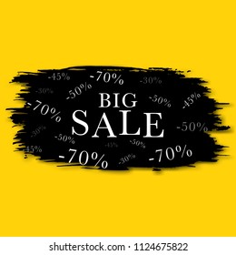  Black Sale banner
on a yellow background template design a big discounts.