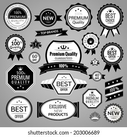 Black sale premium quality best choice labels set isolated vector illustration