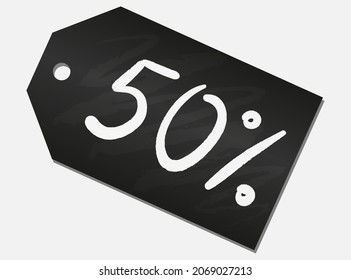 Black sale shop product tag, label or sale poster, chalk blackboard discount banner