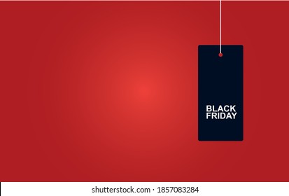 Black sale tag Black Friday Sale on the red background. Black friday promotion banner. Clearance advertisement, shop, store discount announcement banner.