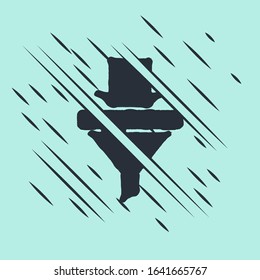 Black Sales funnel with arrows for marketing and startup business icon isolated on green background. Infographic template. Glitch style. Vector Illustration