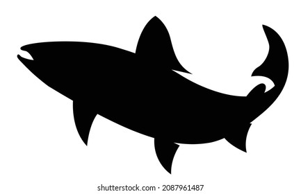 black salmon shape drawing on white background